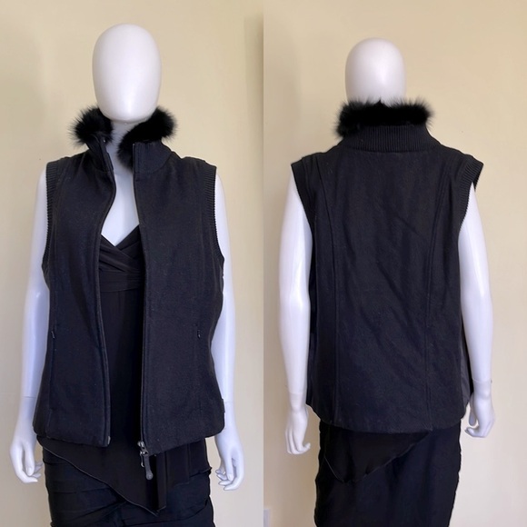 Pendleton Fox Collar Merino Wool Black Zip Front Vest. Size L. PM/A1651 - Picture 1 of 10